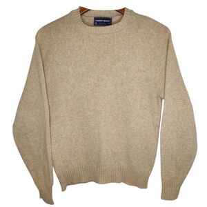 126. Vintage Robert Bruce Wool Sweater Pullover USA Large Knit Tan Long Sleeve
